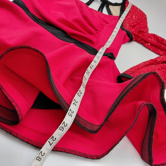 Weissman Dance Costume MA 13699 Red Black Leotard Recital Competition Sequin - Picture 5 of 9